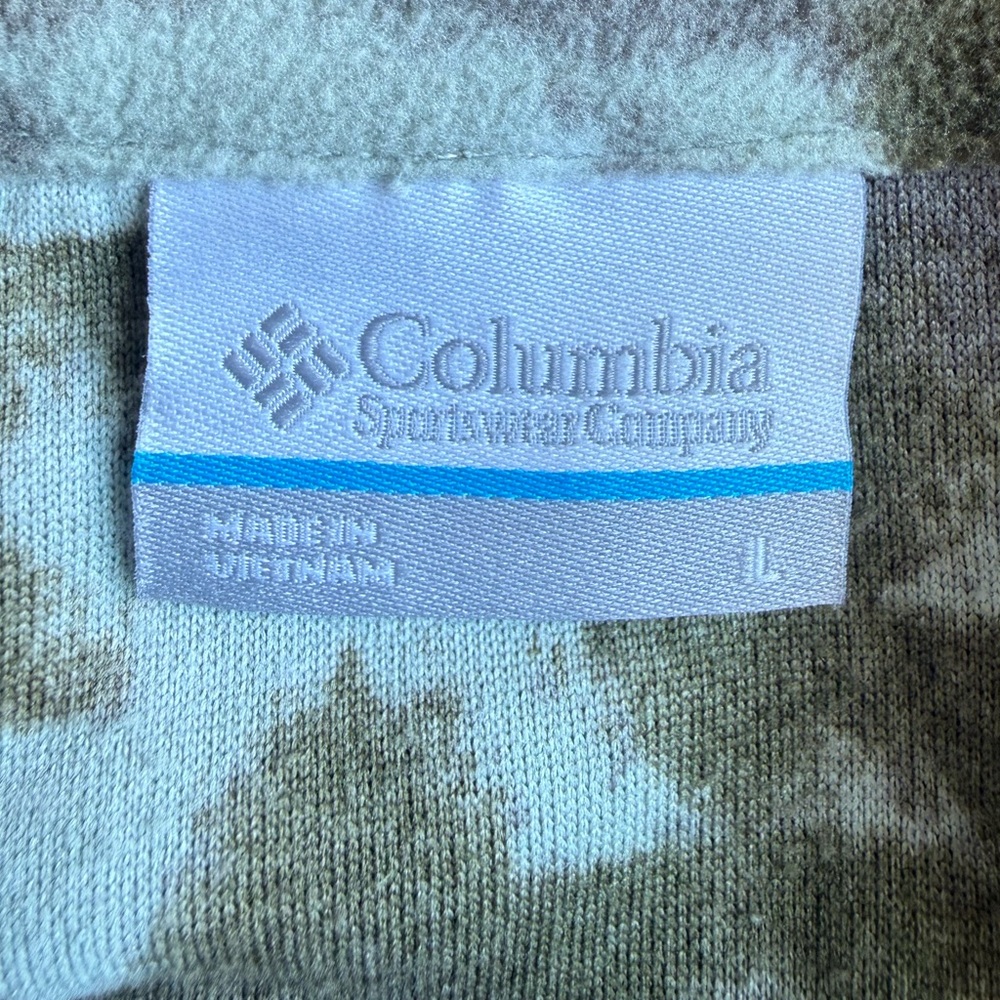 Columbia Quarter Zip Fleece Pullover Jacket Green Brown Tribal Print Gorpcore L - Picture 4 of 7